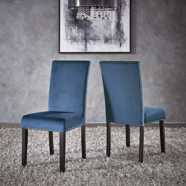 Banford Upholstered Dining Chair Rubberwood Frame Curved Back Nailhead Trim Set