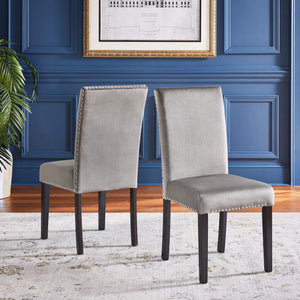 Banford Upholstered Dining Chair Rubberwood Frame Curved Back Nailhead Trim Set