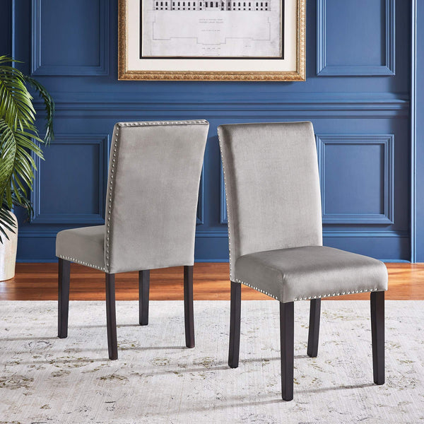 Banford Upholstered Dining Chair Rubberwood Frame Curved Back Nailhead Trim Set