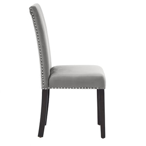 Banford Upholstered Dining Chair Rubberwood Frame Curved Back Nailhead Trim Set