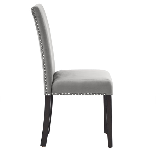 Banford Upholstered Dining Chair Rubberwood Frame Curved Back Nailhead Trim Set