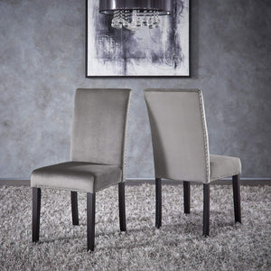 Banford Upholstered Dining Chair Rubberwood Frame Curved Back Nailhead Trim Set