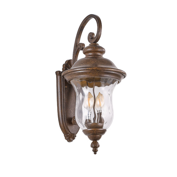 English Elm 22"(H) Vintage Outdoor Wall Lantern - Brown Bronze Aluminum & Clear Glass, Weatherproof 2-E12 Sconce Fixture W1340P209947