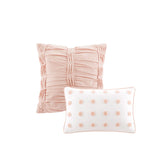 Urban Habitat Brooklyn Shabby Chic Cotton Jacquard Comforter Set with Euro Shams and Throw Pillows UH10-0205 Pink