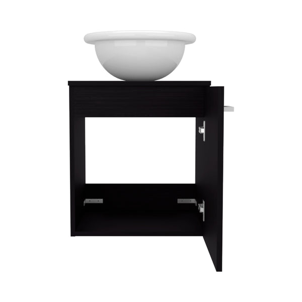 English Elm Bathroom Sleek Single-Door Vanity with Integrated Sink — Modern Minimalist Engineered Wood Storage, Durable & Eco-Friendly Black 26.38 L x 22.44 W x 11.42 H B097P296811