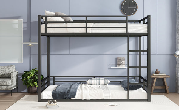 English Elm Metal Queen Over Queen Bunk Bed – Space-Saving Design For Teens & Adults, No Box Spring Needed, Black W1580S00140