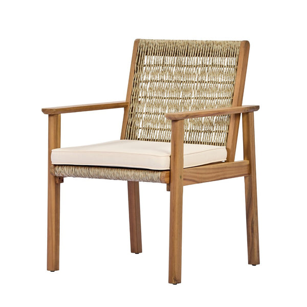 English Elm Outdoor Acacia Wood Wicker Rattan Armchairs with Cushions for Patio Poolside Beige,Light Teak N768P374497L