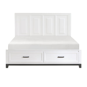 English Elm White Garretson Queen Platform Bed with Built-In Storage Drawers Rustic-Transitional Wood Frame White 87.5 L x 38.5 W x 4.5 H B011S01493