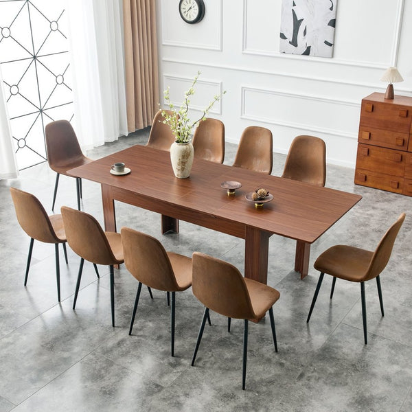 English Elm Extendable Drop Leaf Dining Table Walnut Finish Solid Wood Legs Modern Design W3875P402469