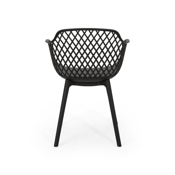 English Elm Christopher Knight Home® - POPPY Weather-Resistant Outdoor Dining Chair with Diamond Mesh Design, Sturdy Polypropylene Comfort Black 24 L x 23.5 W x 22.4 H 69069.00BLK