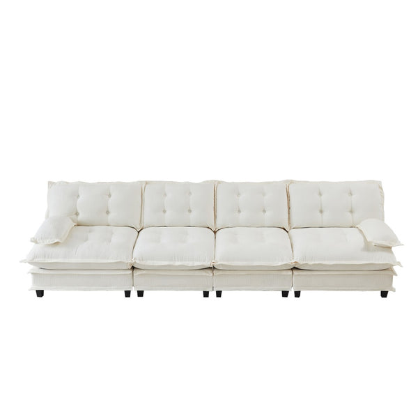 English Elm 138" Modular Cloud Sectional Sofa Deep Seat Chenille Upholstery for Living Room W714S01681
