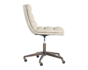 Sunpan Stinson Office Chair - Luxurious Comfort With Antique Brass Base And Easy Mobility For Your Workspace Cream Faux Leather 111972