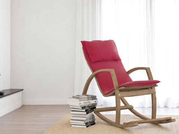 English Elm Modern Children's Rocking Chair with Sturdy Wooden Frame, Upholstered High Back, Washable Fabric, Safe Soothing Motion for Nursery and Playroom (Ages 0-8) Red B029P330083