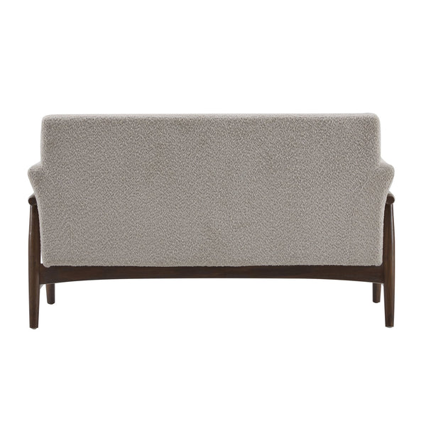 English Elm Christopher Knight Home® - Boucle Mid-Century Flared Arms Loveseat with Elm Legs — Plush Bouclé Upholstery, Cozy Modern Accent (57.5") Almond,Walnut N771P294675V