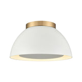 Pelham 10'' Wide 2-Light Flush Mount - Satin Brass with Matte White 52313/2 Elk Lighting