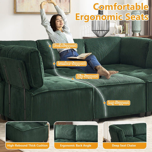 English Elm United We Win U-Shaped Modular Sectional Sofa With Reversible Chaise - 6-Seat Comfort & Style W1568S00156-GIGA