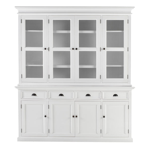 HomeRoots 87" Antiqued White Solid Mahogany Pantry Cabinet - Elegant Storage Solution for Any Space 523185
