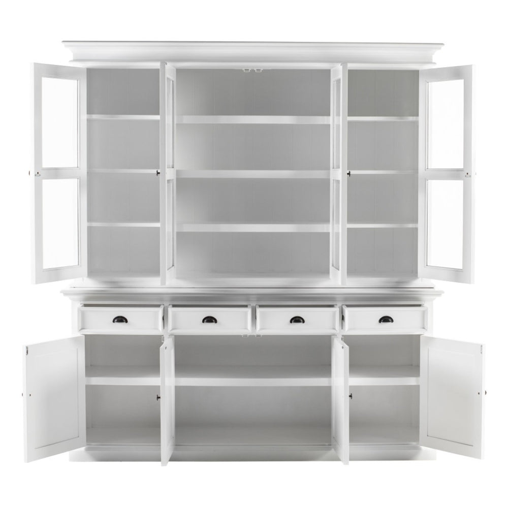 HomeRoots 87" Antiqued White Solid Mahogany Pantry Cabinet - Elegant Storage Solution for Any Space 523185