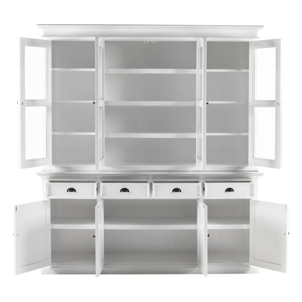 HomeRoots 87" Antiqued White Solid Mahogany Pantry Cabinet - Elegant Storage Solution for Any Space 523185