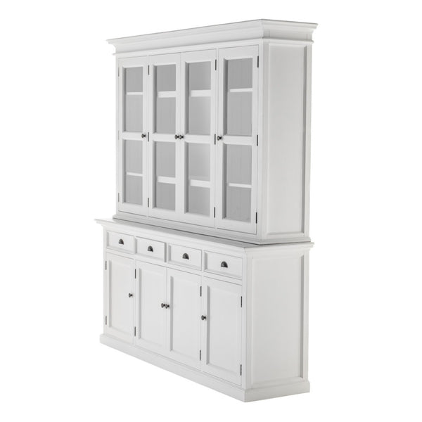 HomeRoots 87" Antiqued White Solid Mahogany Pantry Cabinet - Elegant Storage Solution for Any Space 523185