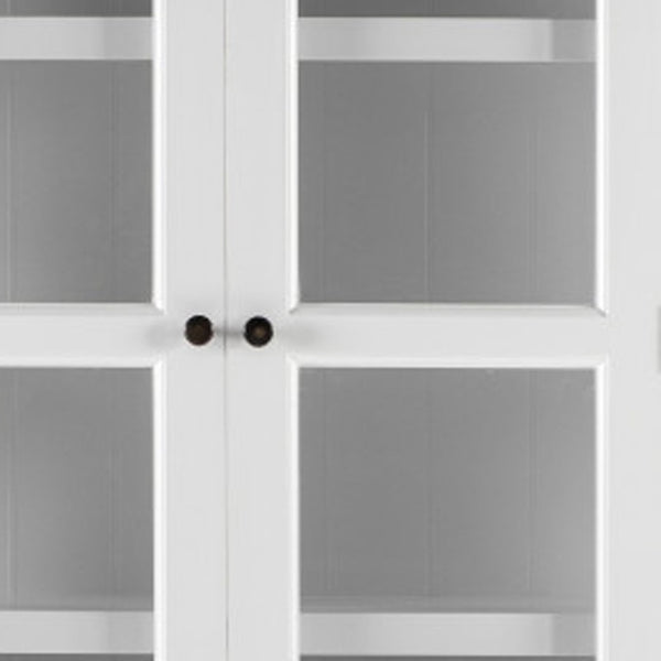 HomeRoots 87" Antiqued White Solid Mahogany Pantry Cabinet - Elegant Storage Solution for Any Space 523185