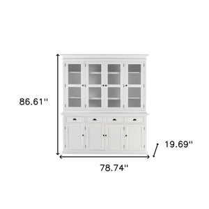 HomeRoots 87" Antiqued White Solid Mahogany Pantry Cabinet - Elegant Storage Solution for Any Space 523185