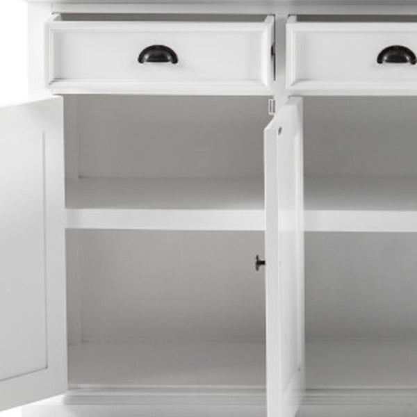 HomeRoots 87" Antiqued White Solid Mahogany Pantry Cabinet - Elegant Storage Solution for Any Space 523185