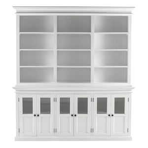 HomeRoots 87" Antiqued White Solid Mahogany Pantry Cabinet - Elegant Storage Solution for Any Home Space 523186