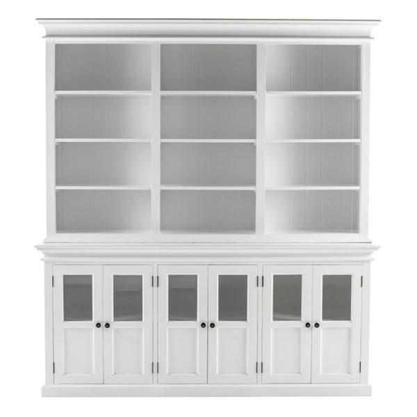 HomeRoots 87" Antiqued White Solid Mahogany Pantry Cabinet - Elegant Storage Solution for Any Home Space 523186
