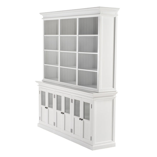 HomeRoots 87" Antiqued White Solid Mahogany Pantry Cabinet - Elegant Storage Solution for Any Home Space 523186