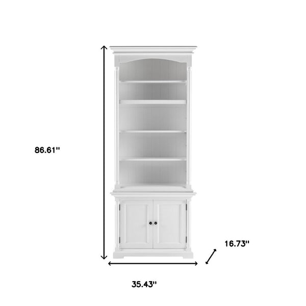 HomeRoots 87" Antiqued White Solid Wood Utility Cabinet - Stylish, Durable Storage for Any Room, 7 Shelves! 523188