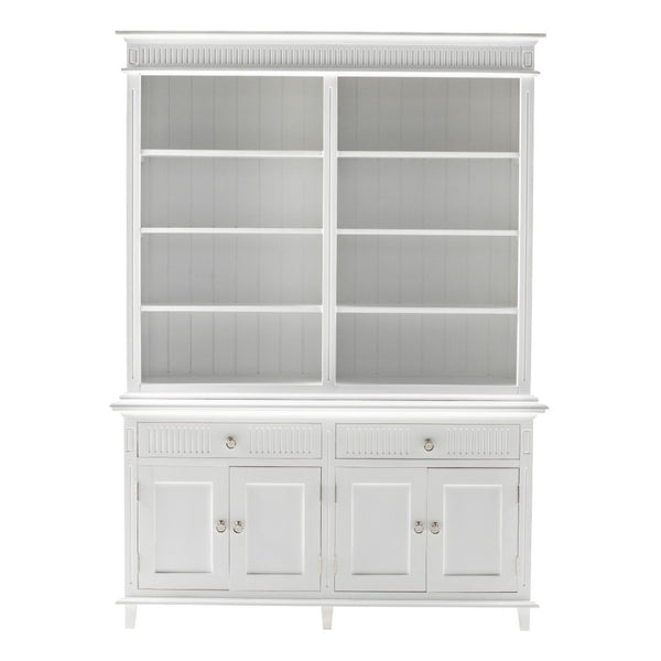 HomeRoots 87" Antiqued White Solid Wood Utility Cabinet with Adjustable Shelves for Stylish Home Organization 523189
