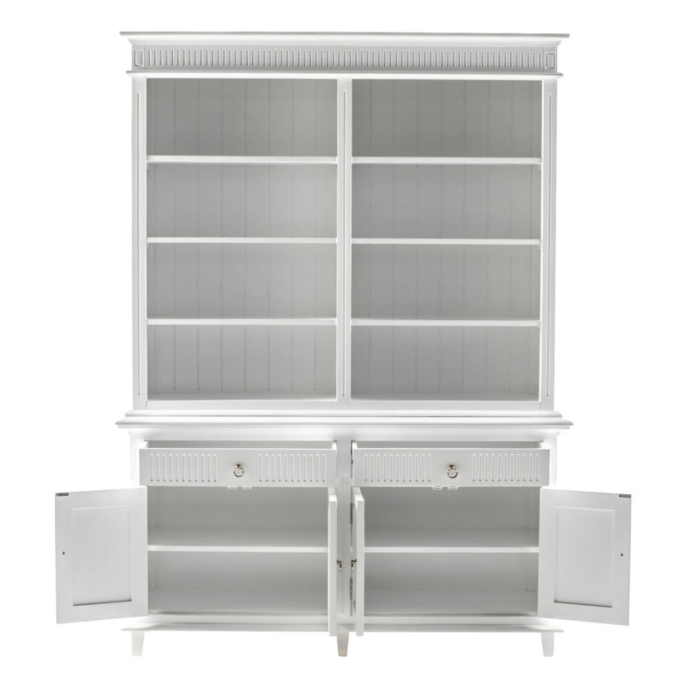 HomeRoots 87" Antiqued White Solid Wood Utility Cabinet with Adjustable Shelves for Stylish Home Organization 523189