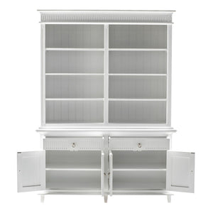 HomeRoots 87" Antiqued White Solid Wood Utility Cabinet with Adjustable Shelves for Stylish Home Organization 523189