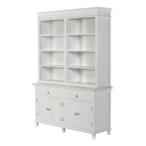 HomeRoots 87" Antiqued White Solid Wood Utility Cabinet with Adjustable Shelves for Stylish Home Organization 523189