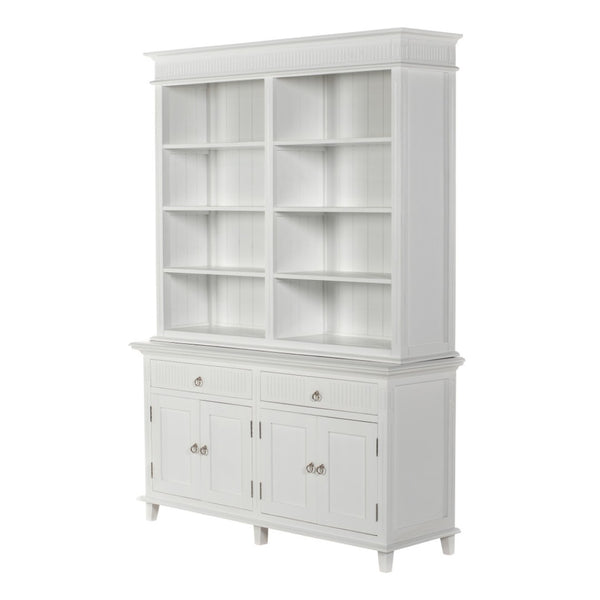 HomeRoots 87" Antiqued White Solid Wood Utility Cabinet with Adjustable Shelves for Stylish Home Organization 523189