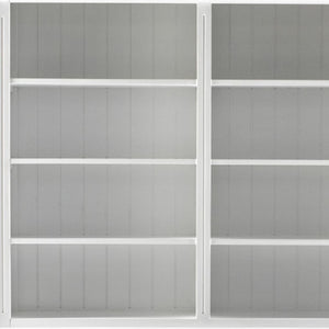 HomeRoots 87" Antiqued White Solid Wood Utility Cabinet with Adjustable Shelves for Stylish Home Organization 523189