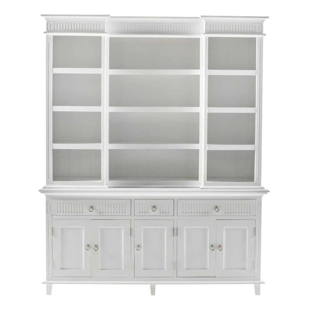 HomeRoots 87" Antiqued White Solid Wood Utility Cabinet - Stylish, Durable Storage for Any Space, 3 Drawers! 523190