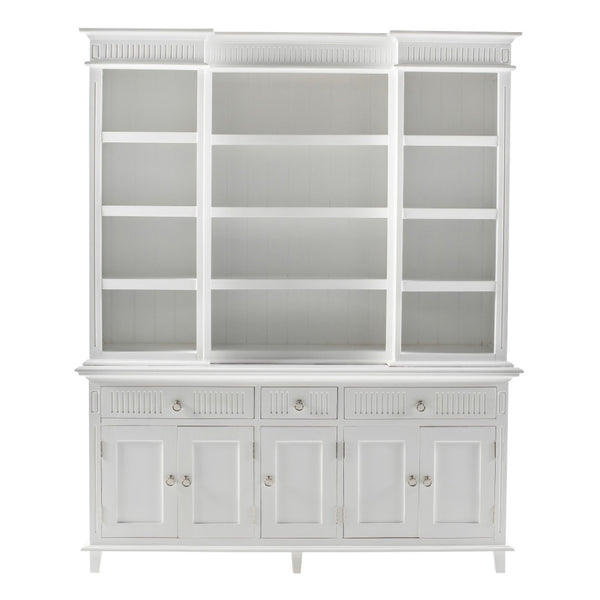 HomeRoots 87" Antiqued White Solid Wood Utility Cabinet - Stylish, Durable Storage for Any Space, 3 Drawers! 523190