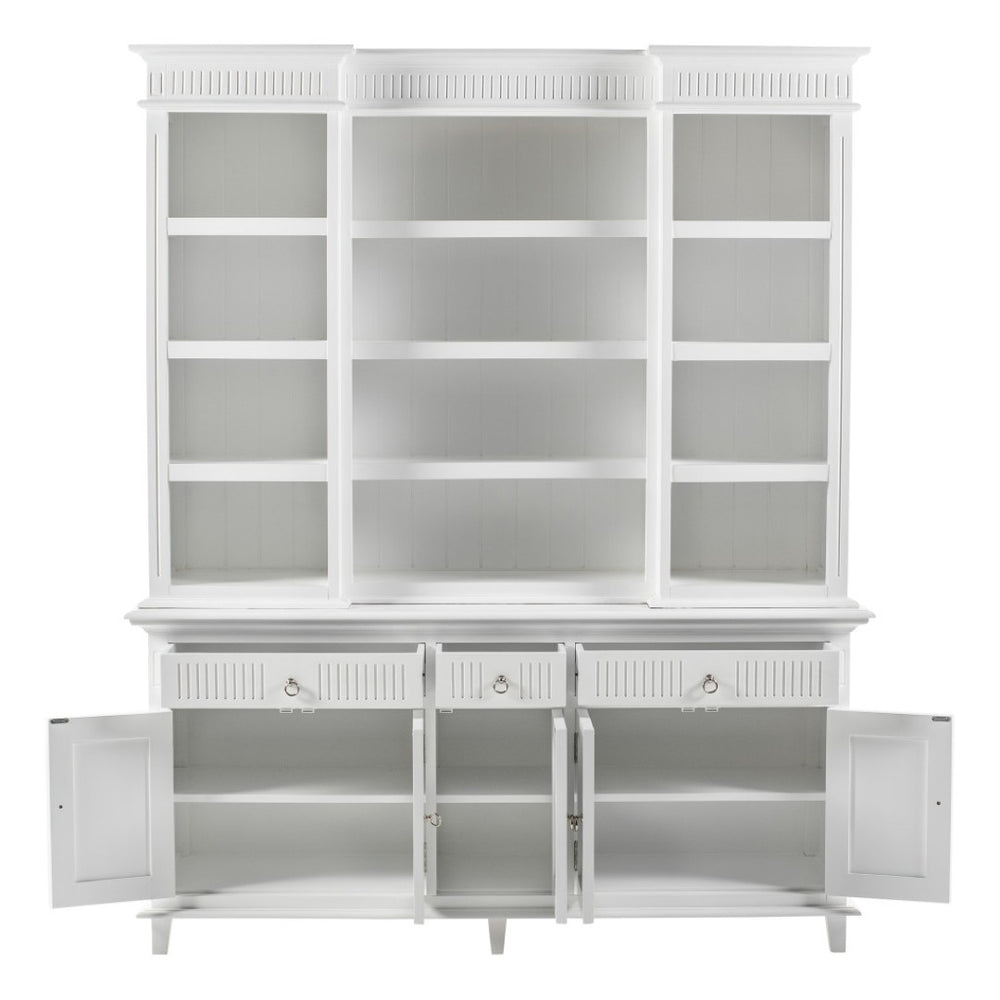 HomeRoots 87" Antiqued White Solid Wood Utility Cabinet - Stylish, Durable Storage for Any Space, 3 Drawers! 523190