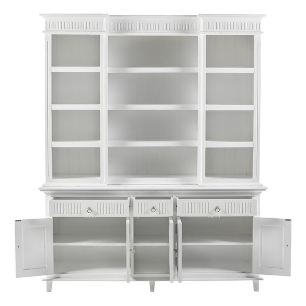HomeRoots 87" Antiqued White Solid Wood Utility Cabinet - Stylish, Durable Storage for Any Space, 3 Drawers! 523190