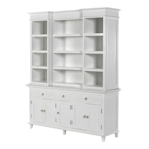 HomeRoots 87" Antiqued White Solid Wood Utility Cabinet - Stylish, Durable Storage for Any Space, 3 Drawers! 523190