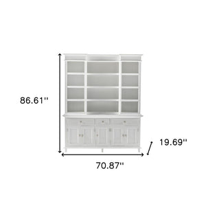 HomeRoots 87" Antiqued White Solid Wood Utility Cabinet - Stylish, Durable Storage for Any Space, 3 Drawers! 523190