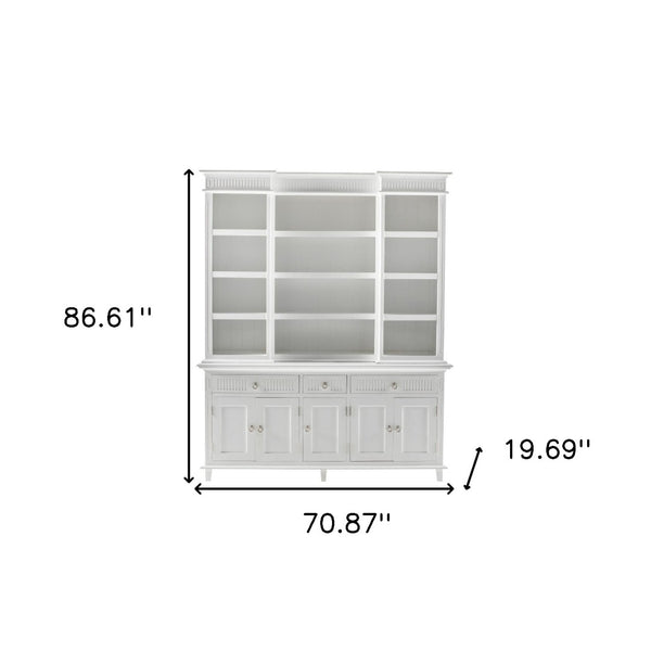 HomeRoots 87" Antiqued White Solid Wood Utility Cabinet - Stylish, Durable Storage for Any Space, 3 Drawers! 523190