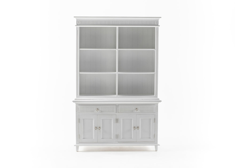 HomeRoots 87" Antiqued White Pantry Cabinet - Stylish Shaker Design with 4 Doors & 2 Drawers for Organized Storage 523191