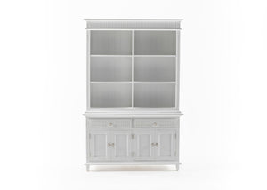 HomeRoots 87" Antiqued White Pantry Cabinet - Stylish Shaker Design with 4 Doors & 2 Drawers for Organized Storage 523191