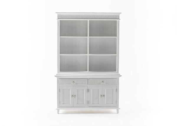 HomeRoots 87" Antiqued White Pantry Cabinet - Stylish Shaker Design with 4 Doors & 2 Drawers for Organized Storage 523191