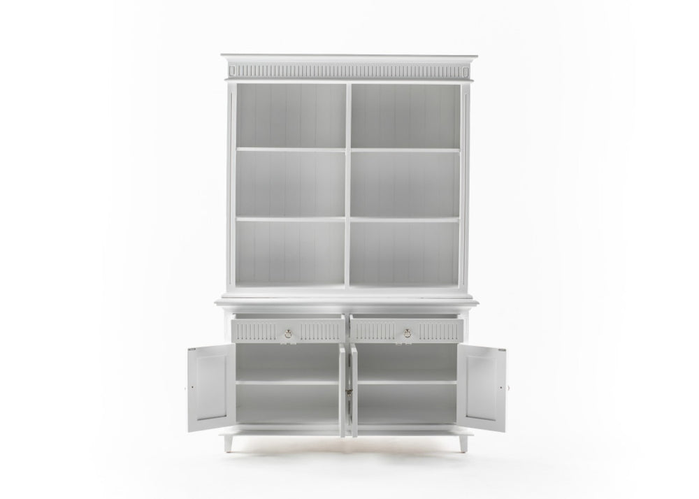 HomeRoots 87" Antiqued White Pantry Cabinet - Stylish Shaker Design with 4 Doors & 2 Drawers for Organized Storage 523191