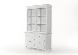 HomeRoots 87" Antiqued White Pantry Cabinet - Stylish Shaker Design with 4 Doors & 2 Drawers for Organized Storage 523191
