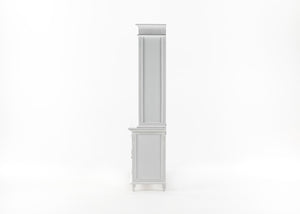 HomeRoots 87" Antiqued White Pantry Cabinet - Stylish Shaker Design with 4 Doors & 2 Drawers for Organized Storage 523191